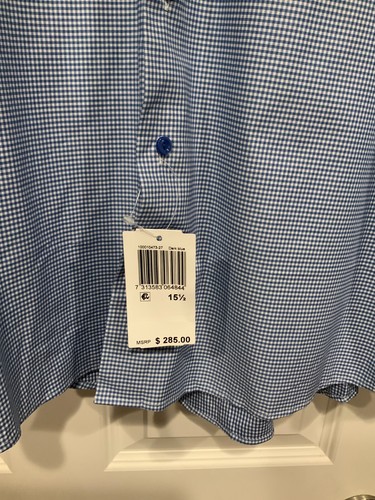 ETON Men's Blue & White Plaid Contemporary Fit Button-Up Shirt Size 15.5 39 NWT - Picture 3 of 4