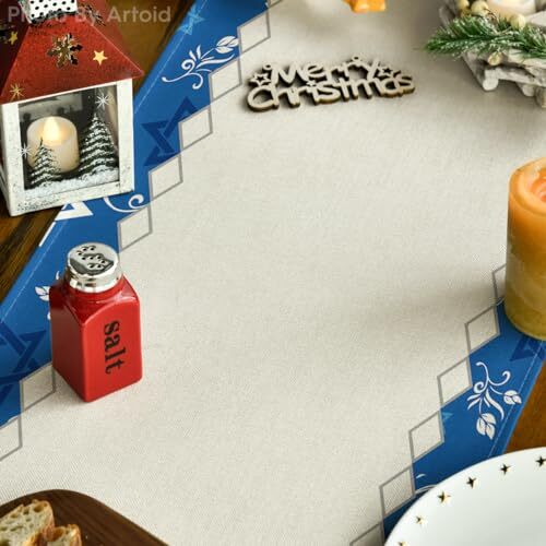 Hexagram Hanukkah Table Runner, Star of David Jewish Menorah Chanukah Holiday - Picture 4 of 7