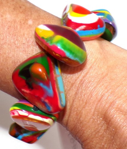 Sobral Kandinsky Fuga lebendige farbige Perlen Künstler hergestellt Stretch Armband - Bild 2 von 7