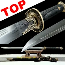 Fighting Knife Chinese Dao 雁翎刀 WUSHU Broadsword Sword Sharp Damascus Steel Blade