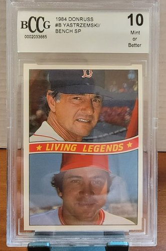 1984 Donruss LIVING LEGENDS GRADED BCCG 10 YASTRZEMSKI BENCH HOFers REDS RED SOX
