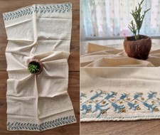 Turkish Ottoman Embroidery Antique Table Runner Cotton Linen Handmade Tablecloth