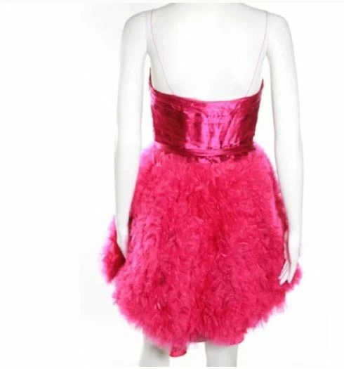 Vestido Aidan Mattox Rosa Seda Tul Satinado Talla 4 Foto 3 de 3