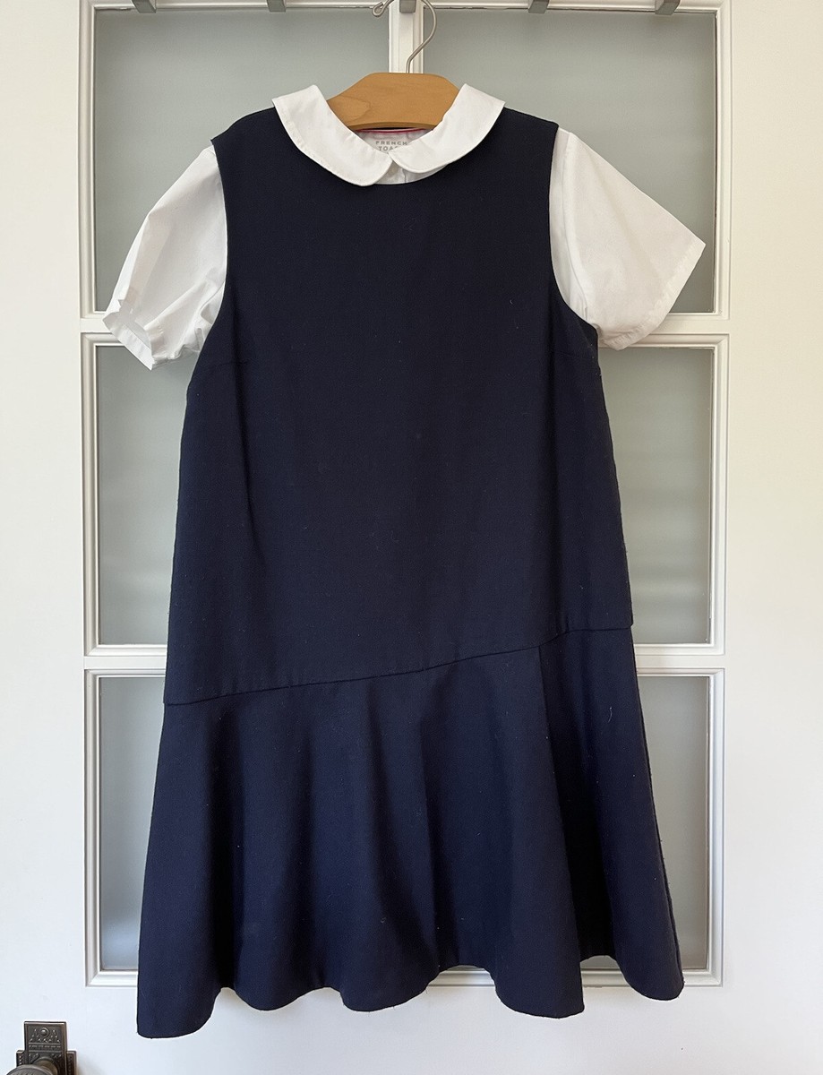 Crewcuts J Crew Navy Blue Jumper Dress 12 Uniform With White Shirt Classic  | eBay