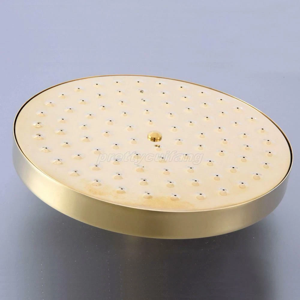 Polished Gold Btass Round Rainfall Shower Head Bathroom Rain Showerhead