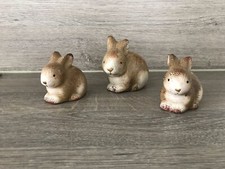 Lustige Osterhase Trio aus Ton glasiert Ostern Deko Frühling