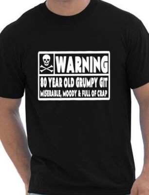 80 Year Old Git Herren lustig 80. Geburtstag Geschenk Vatertag Größe S-XXL