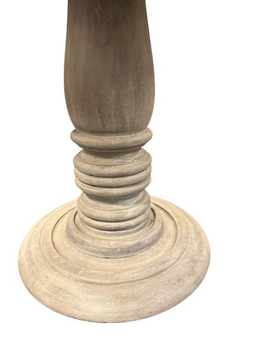 Vintage Limewashed Grey Traditional Wooden Round Bar Bistro Side Table - 45cm - Picture 4 of 5