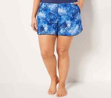 Lands' End Petite 5" Quick Dry Elastic Waist Swim Shorts Tie Dye Palm 8P A473484