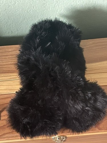 Real Ostrich Feather Fur Scarf Winter Warm Neckerchief Fluffy Black 26x6” VTG - Picture 11 of 11