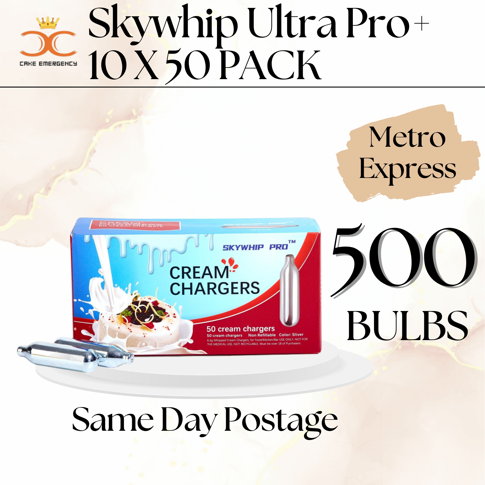Premium Quality! SkyWhip Pro+ Ultra 8.4g 50PACK X 10 (500 CREAM