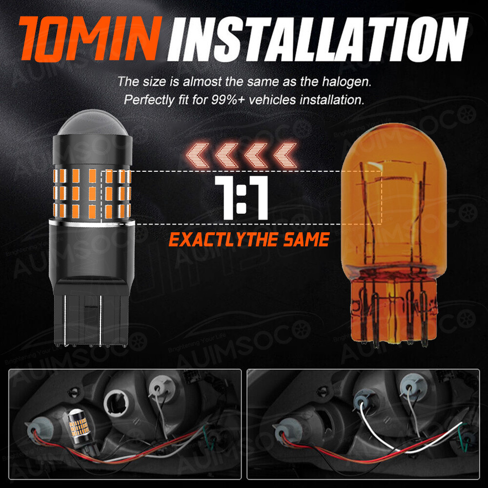 オデッセイランド For Honda Odyssey 1995-2021 7443 T20 Amber LED Rear Turn