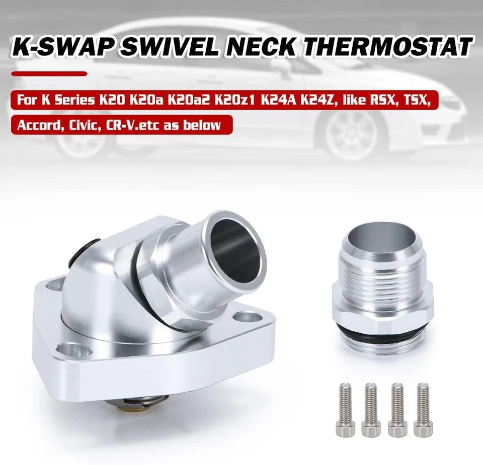 Carcasa de termostato de cuello giratorio para manguera de radiador serie k K20 K24 K-Swap Civic Foto 3 de 4