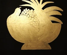PAINTING;'STILL LIFE...GOLD ON BLACK',ART DECO REALISM,18kGOLD PAINT,FREE SHIP
