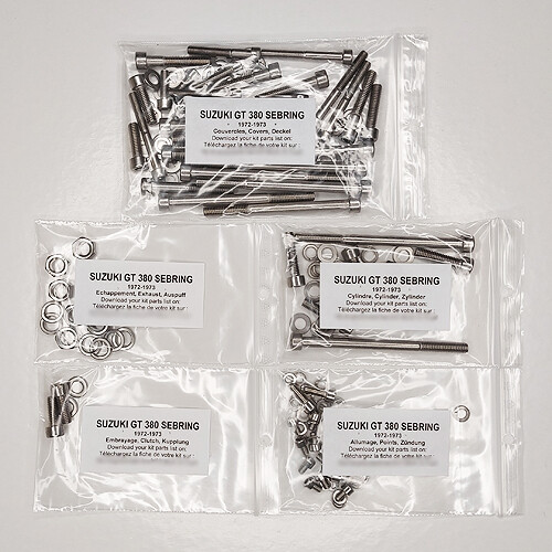 Kit tornillos allen inox n°2 motor GT380 Suzuki GT 380 J K visserie inox carter
