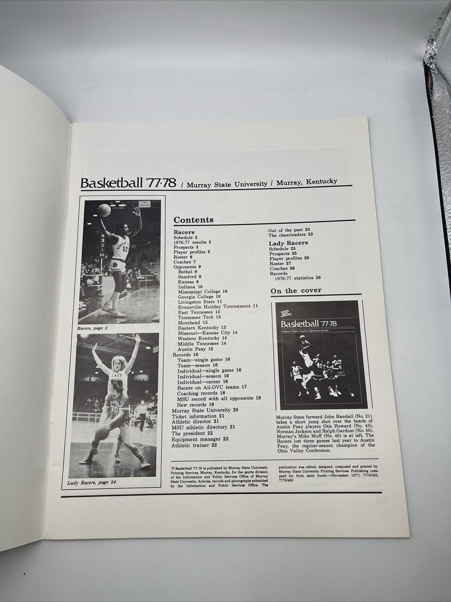 1977-78 Murray State University Racers Basketball Media Press