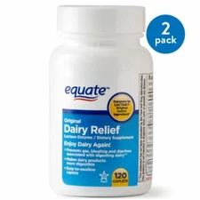 (2 Pack) Equate Original Dairy Relief Caplets, 120 Ct..+