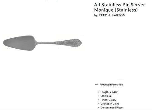 10pc Serving Set Monique Stainless by Reed & Barton Stainless, 18/10, Plume - Picture 10 of 14