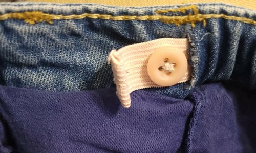LEVI'S Denim Skirt Skort Girls 4T Blue Pink Levis Rhinestone Buttons Adj Waist - Picture 3 of 8