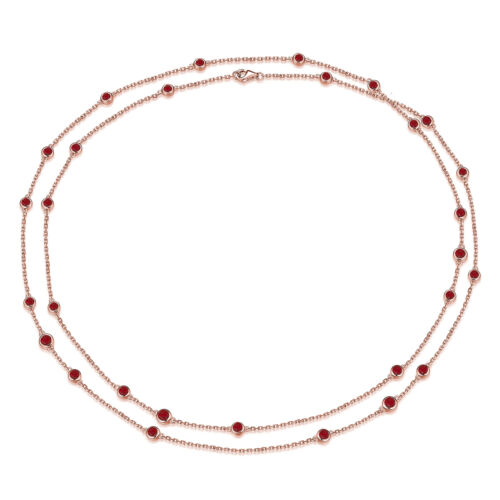 14K Rose Gold Plated Silver Necklace With 3.30 CTTW Lab Grown Ruby (Red, VS)