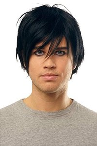 Black Male Mens Adult 80s Goth Rocker Emo Punk Short Straight Hair