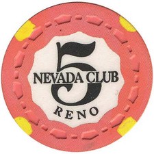 Nevada Club Casino Reno Nevada 5 Chip 1956