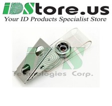 50 Premium Badge Clips with Vinyl Strap, 2-Hole Nickel Plated Steel Clip 2 3/4"
