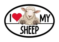Magnet Me Up I Love My Sheep Car Magnet Decal, 4x6 Inches, Charming Farm Animals