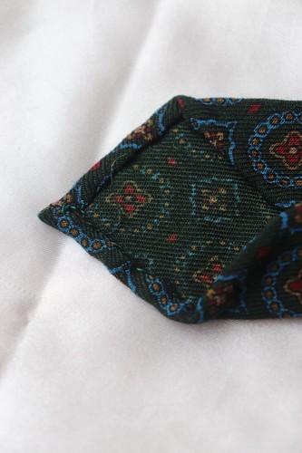E. G. CAPPELLI NAPOLI Unworn Bespoke GEM GREEN GEOMETRIC Hand Roll Wool Challis - Picture 16 of 23
