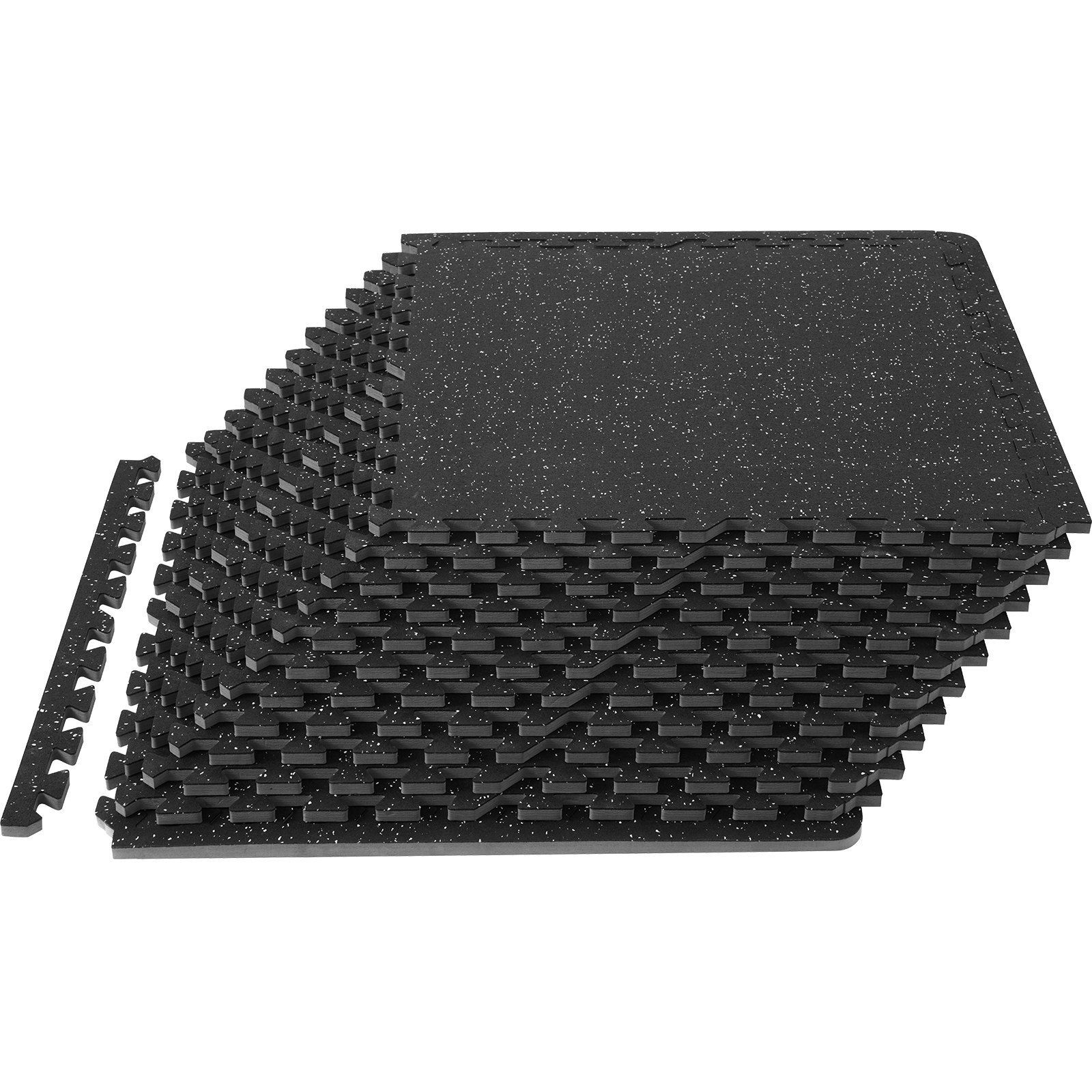 12-Pack 1/2 Inch Thick 24x24 Interlocking Gym Floor Mats for Workouts & Fitness