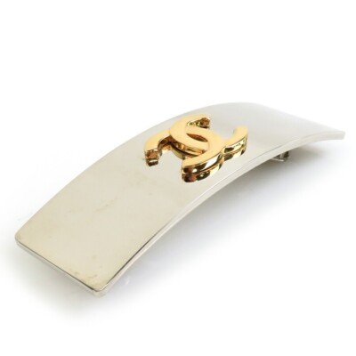 Chanel Hair clip Barrette Coco mark combi Gold Silver logo