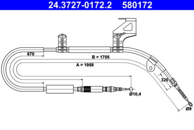 ATE 24.3727-0172.2 Seilzug, Feststellbremse für AUDI