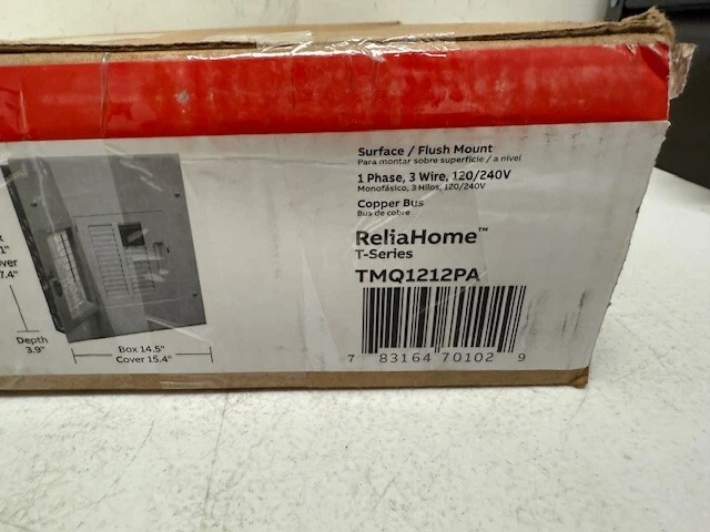 Panel de interruptor principal ABB TMQ1212PA 125A 12 espacios 24 circuitos centro de carga interior Foto 2 de 4