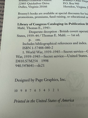 Desperate Deception : British Covert Operations...by Thomas E. Mahl - SIGNED - Bild 8 von 8
