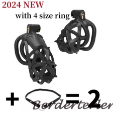 Male Chastity Belt Double Head Soft Spike Breathable CB Lock Lightweight Cage