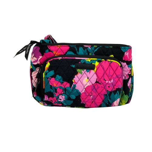 Vera Bradley Floral Quilted Crossbody Bag Adjustable Strap Zipper Pink Green - Picture 8 of 10