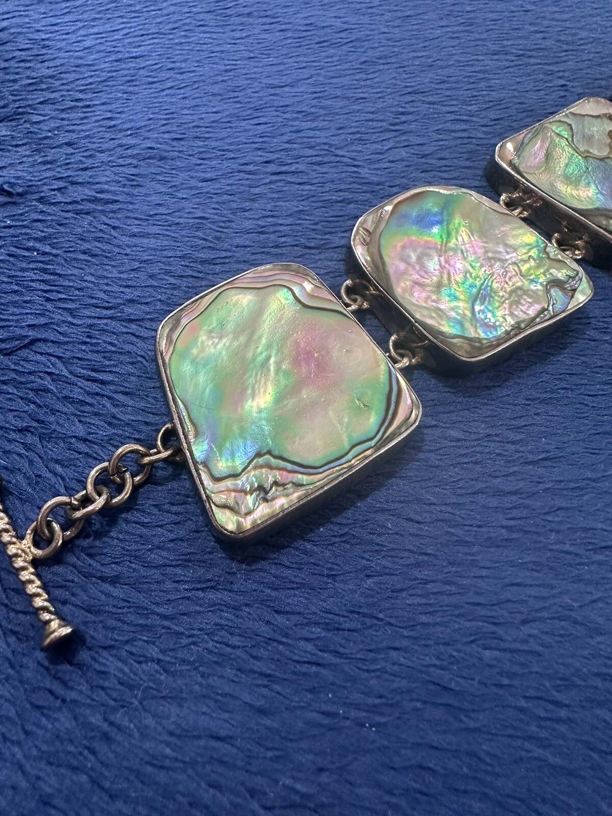 STERLING SILVER 925 ABALONE SHELL 8" TOGGLE BRACE… - image 2