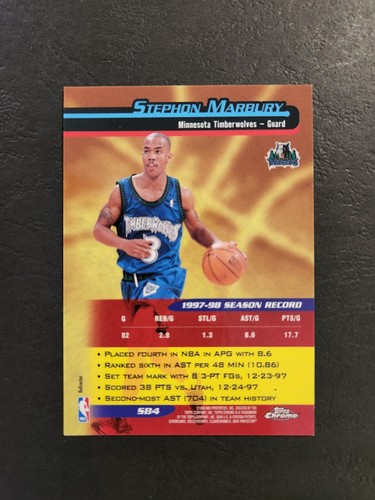 1998-99 Topps Chrome Stephon Marbury Season's Best REFRACTOR Parallel Insert - Picture 2 of 2