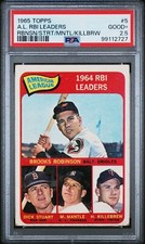 1965 TOPPS ROBINSON/STUART/MANTLE/KILLEBREW #5 A.L. RBI LEADERS PSA 2.5