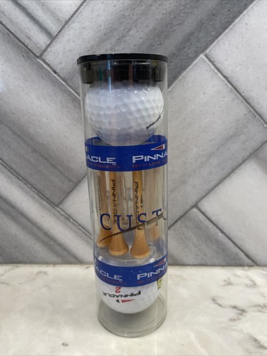 Pinnacle Golf Ball & Tee Gift Set, 2 Balls 6 Wooden Tees, Hospitality Golf Logo - Picture 2 of 4