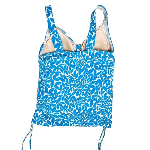 Land’ End Ocean Blue Tropical Leaf Top Adjustable-Side Swimsuit 12 NWOT - Picture 7 of 15