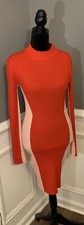 LULUS ribbed red/pink mock neck bodycon sweater dress size medium