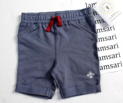 Burt's Bees Baby Boys Rolled Cuff Elastic Waist Cotton Shorts Size 3-6M Gray NEW