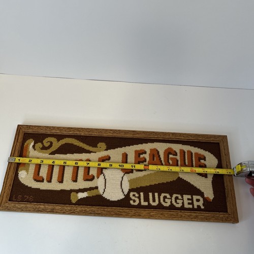 Little League Slugger Needlepoint 7.5 in X 19.5 in. Brown/Beige/Orange/Wht - Picture 2 of 5