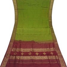 Vintage Green Sarees 100 Pure Cotton Zari Handwoven Sari 5YD Decor Craft Fabric