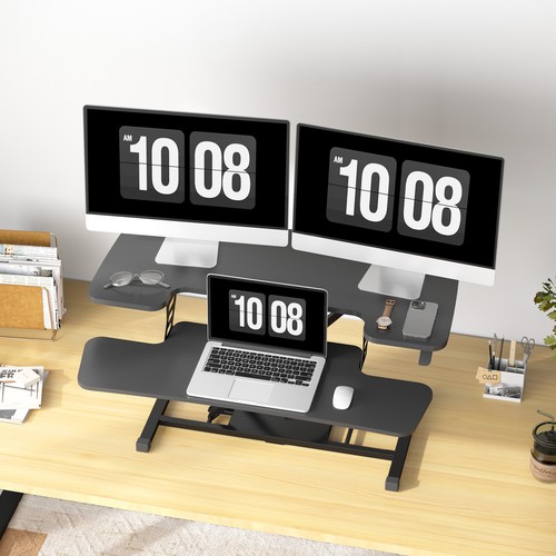 FunniHomi Standing Desk Converter Height Adjustable with Keyboard Tray, Black - Picture 29 of 49