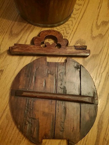 ANTIQUE Staved Wooden Pail Bucket Firkin Metal Bands & Lid Chinese Asian PATINA! - Picture 9 of 11