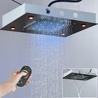 Black LED Shower Head 14x20 inch Rainfall Waterfall Showerhead kit Ceiling Mount