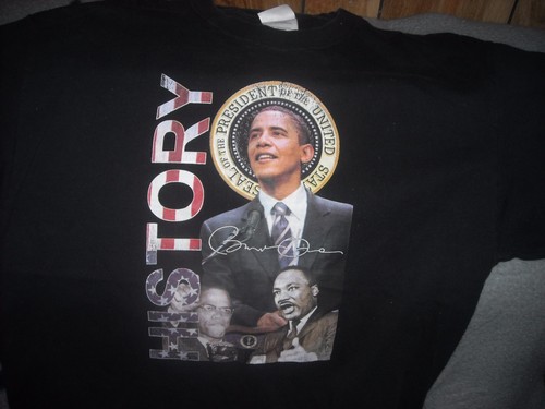 PRESIDENT OBAMA HISTORY BLACK TSHIRT SIZE LARGE