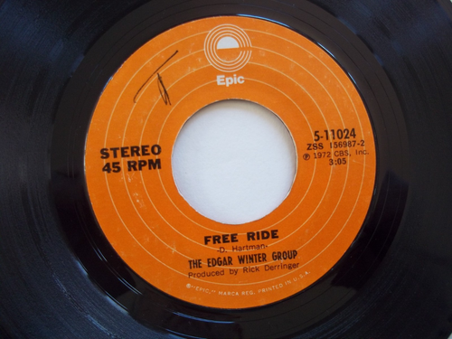 THE EDGAR WINTER GROUP - Free Ride / When It Comes - 45 RPM 7" Record 1972 EPIC - Picture 4 of 6